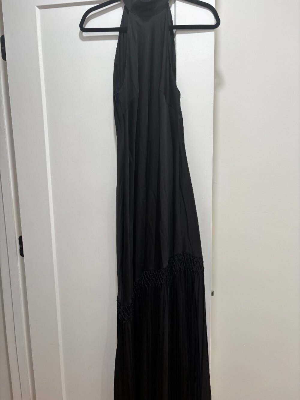 Donna Karan New York Women's High-Neck Fringe Gown
